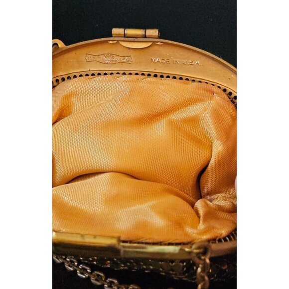 Vtg Whiting And Davis Mesh Bag Gold Coin Purse Flapper 20s Antique 4\